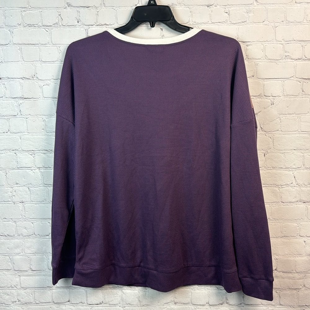 BloomChic Purple Lace Accent Waffle Knit Top Plus Size 1X - Picture 7 of 7